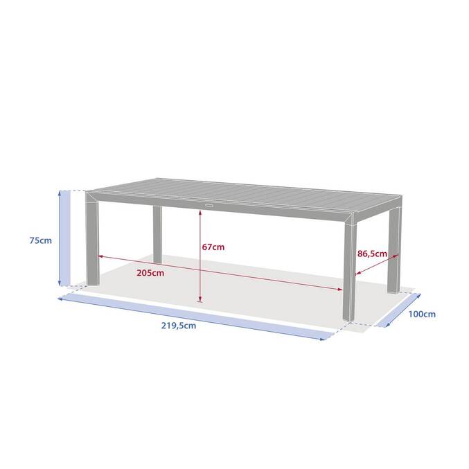 Table de jardin ÉVASION Effet bois Lin & Argile