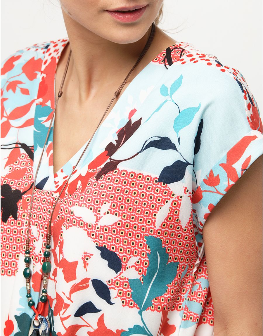 Robe col V fleurie