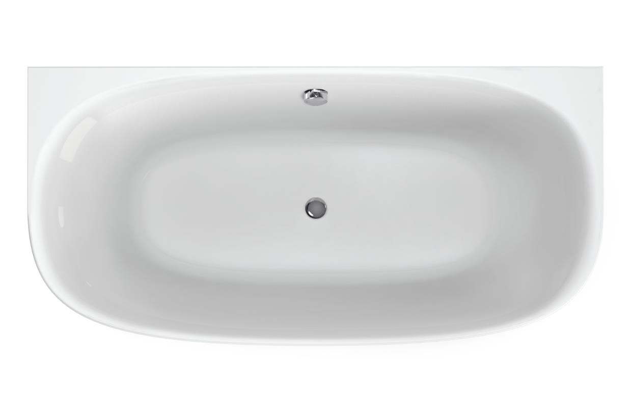 Xenz Dion half vrijstaand bad acryl 180x80x60cm wit mat met afvoer/overloopcombinatie wit mat