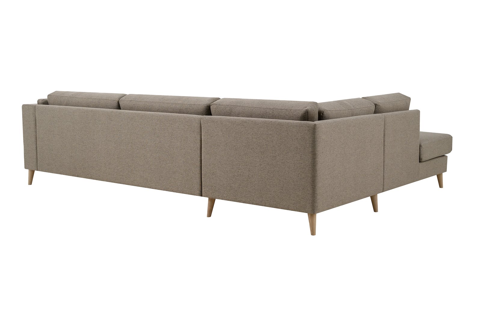 Edda hjørnesofa 3-seter med åpen ende venstre Tekstil Neve 9 cappuccino, ben 8, armlen G.