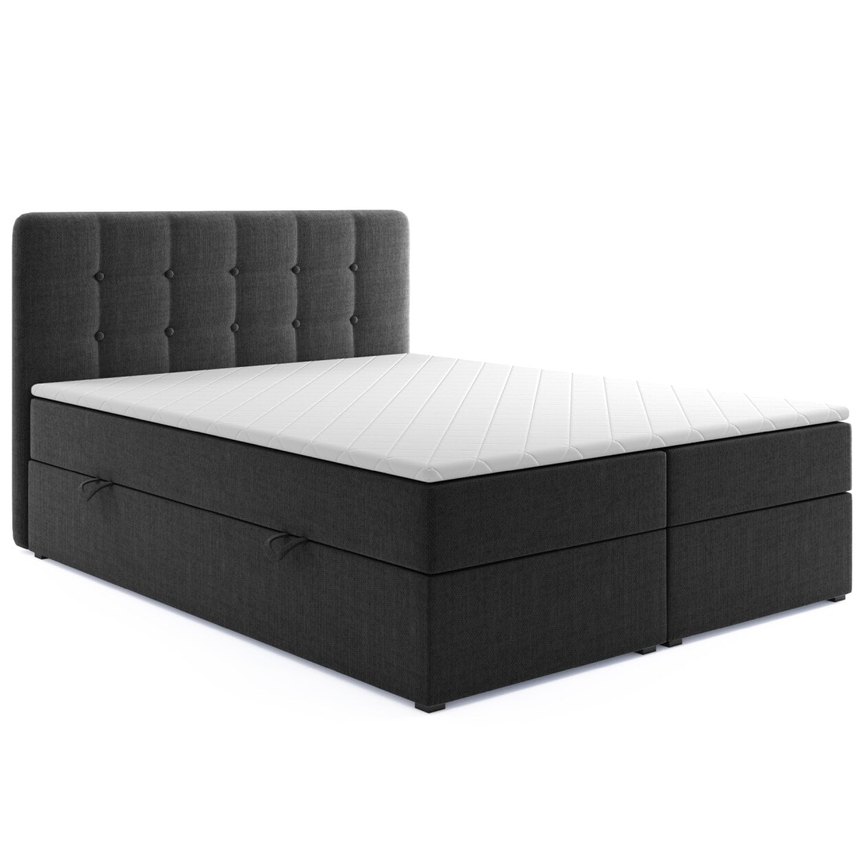 M-PunktBoxspringbett Prag inkl. VISCO Topper (180 x 200 cm) mit Bettkasten Chesterfield - Schwarz