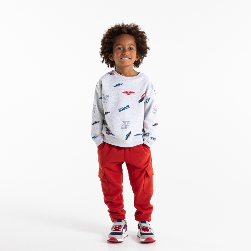 Jogging uni à poches cargo orange garçon
