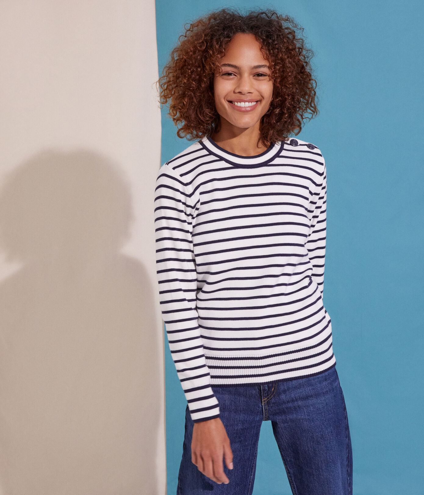 Pull marin en coton Femme