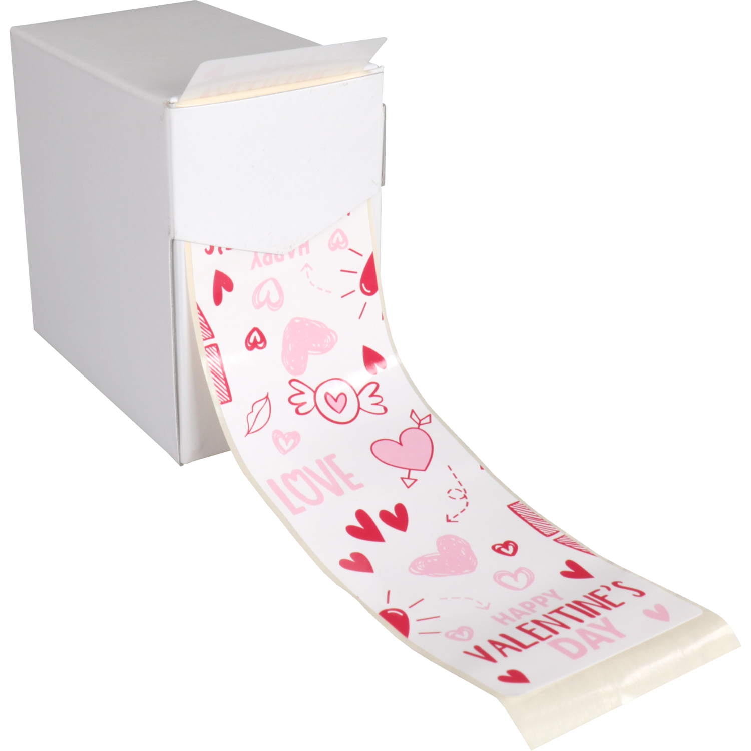 Sluitsticker, Happy Valentine’s Day, 200x60mm, papier + PP, roze/rood