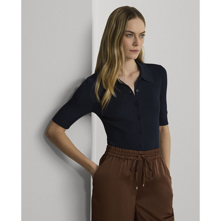 Lauren Ralph Lauren MATTE RAYON/NYLON-BUTTON DOWN Lauren navy