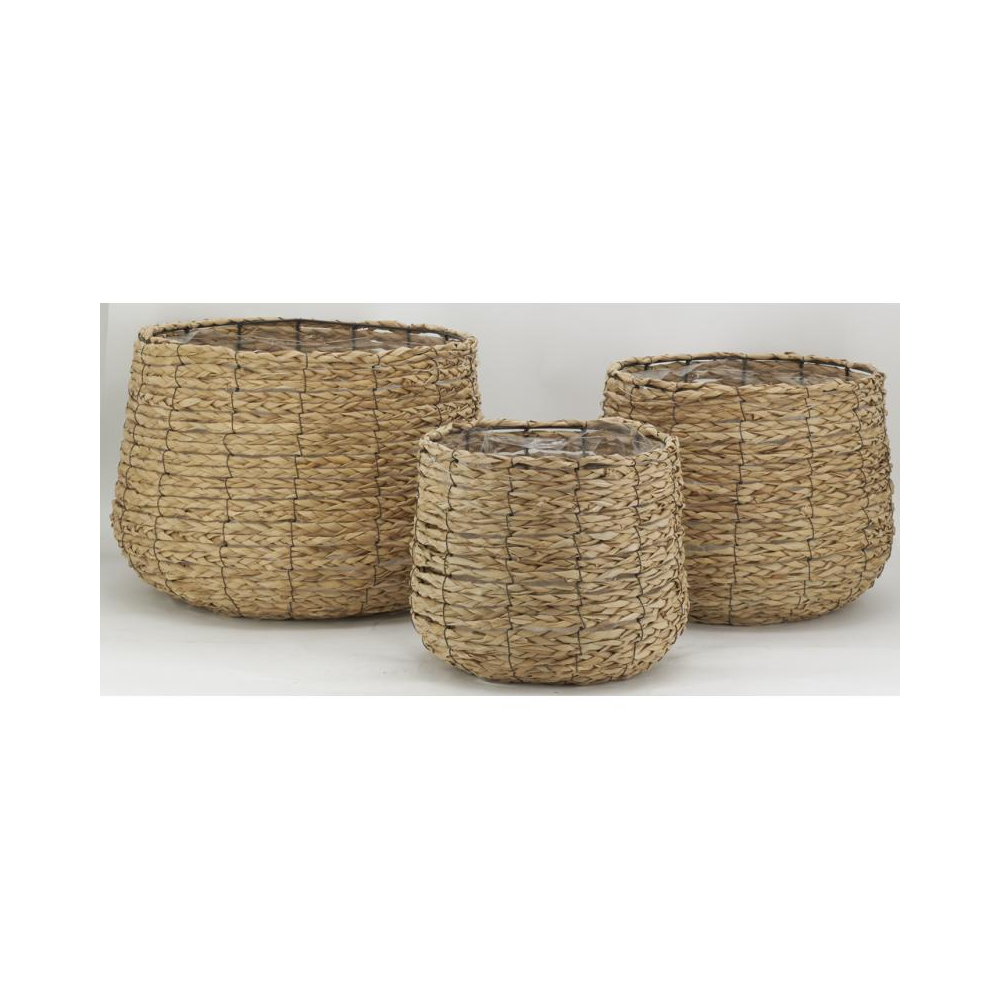 Cache-pots en jonc tissé (lot de 3)
