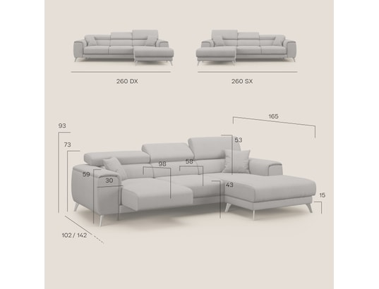 DIVANI.STORE - Canapé d'angle fusion gauche anthracite 4 places