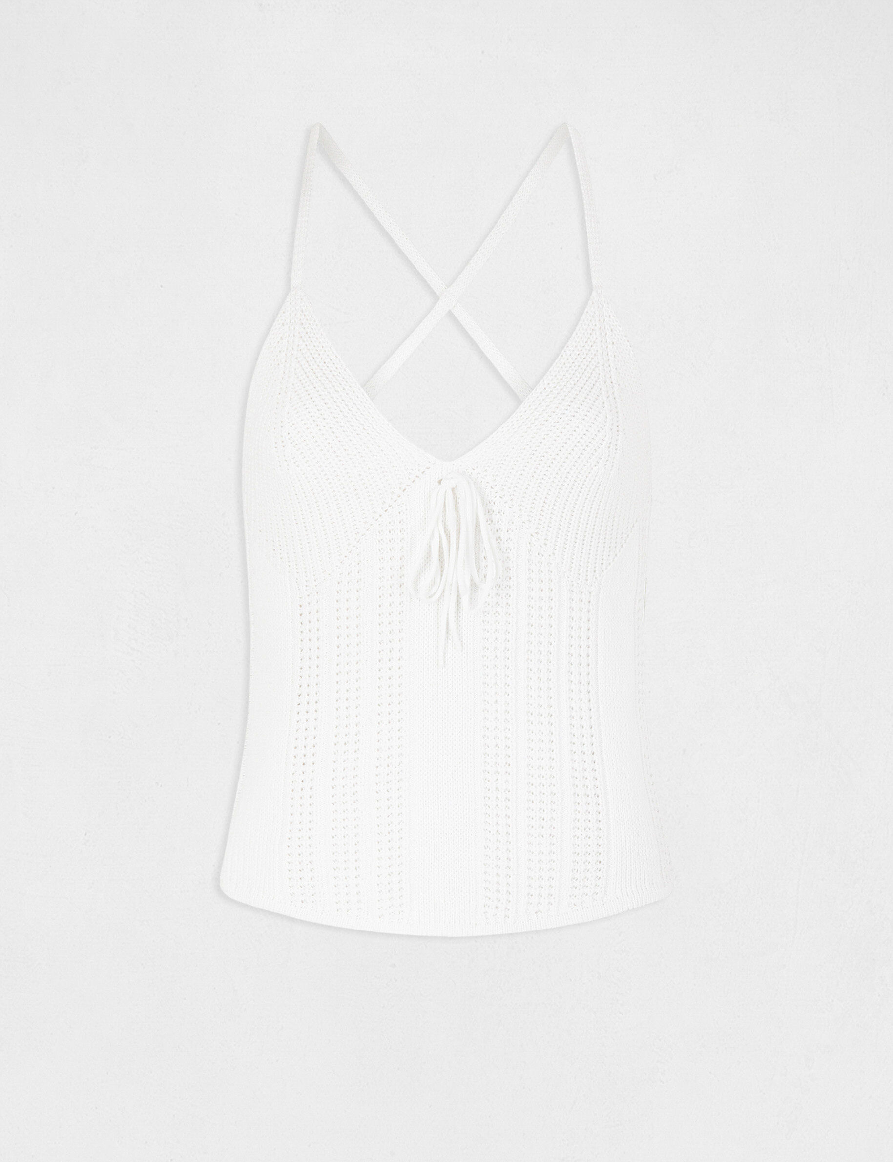 Débardeur pull à bretelles croisées ecru femme - ecru