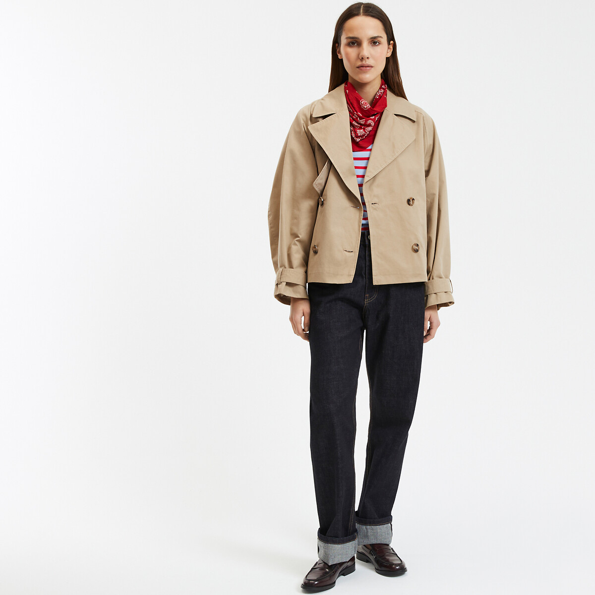 COLEÇÕES LA REDOUTE<br>Trench coat oversized curto, modelo Signature MARCELLIN