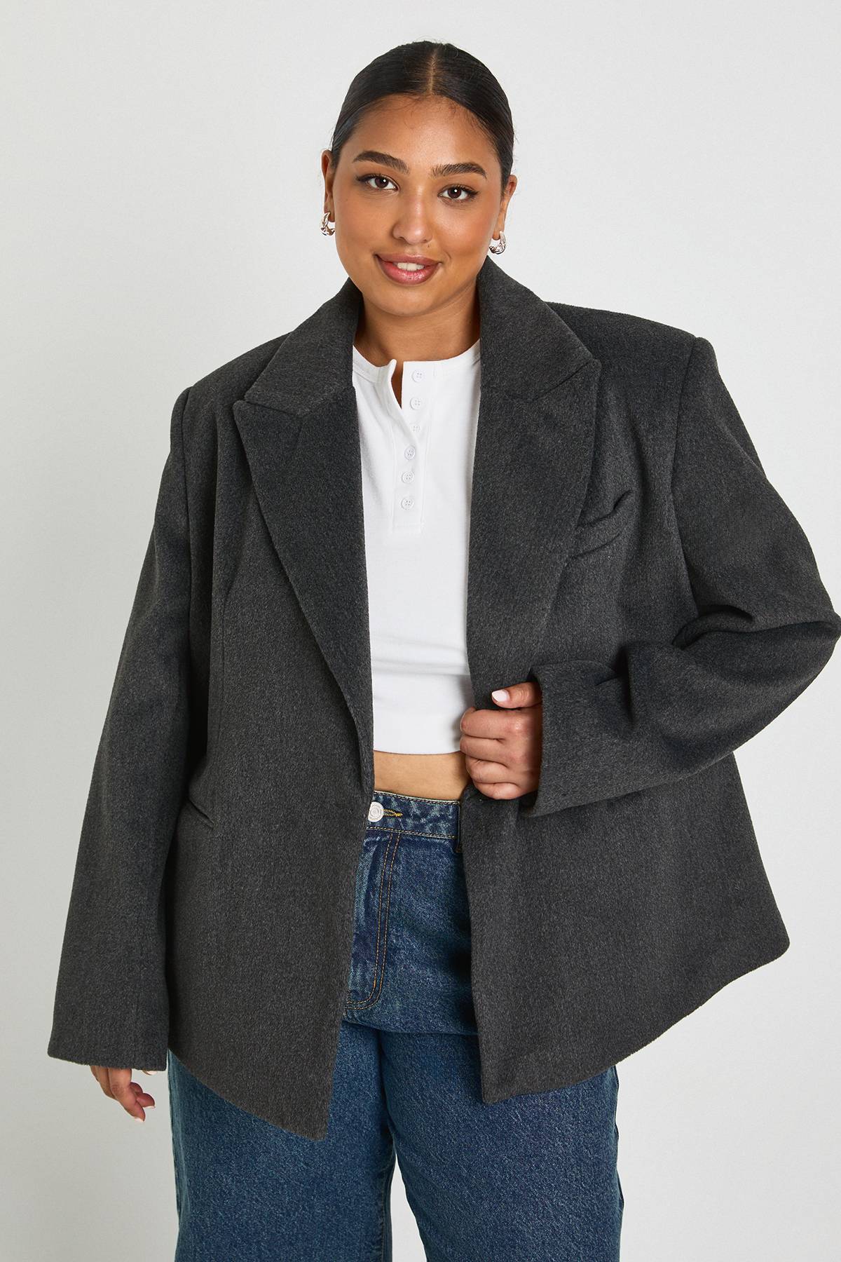 boohoo Blazer oversize à simple boutonnage Plus