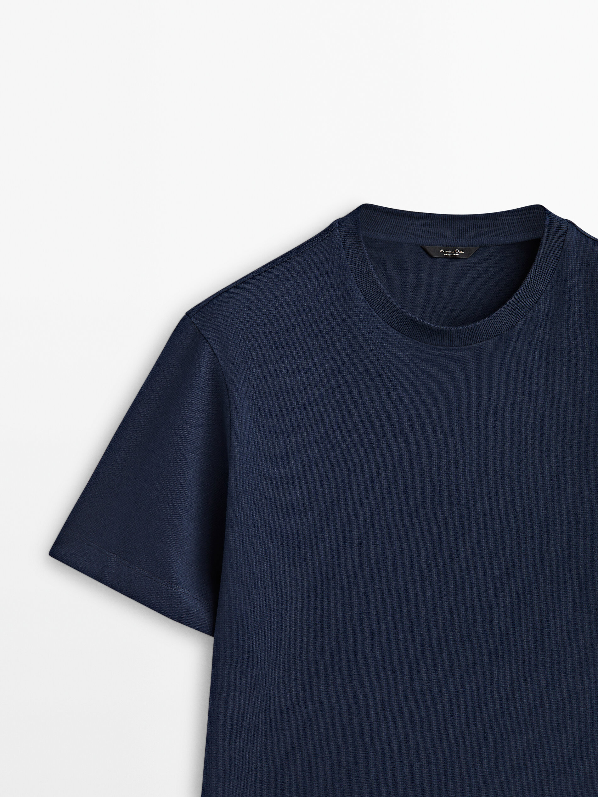 Camiseta de algodão com estrutura de mangá curto - AZUL MARINHO