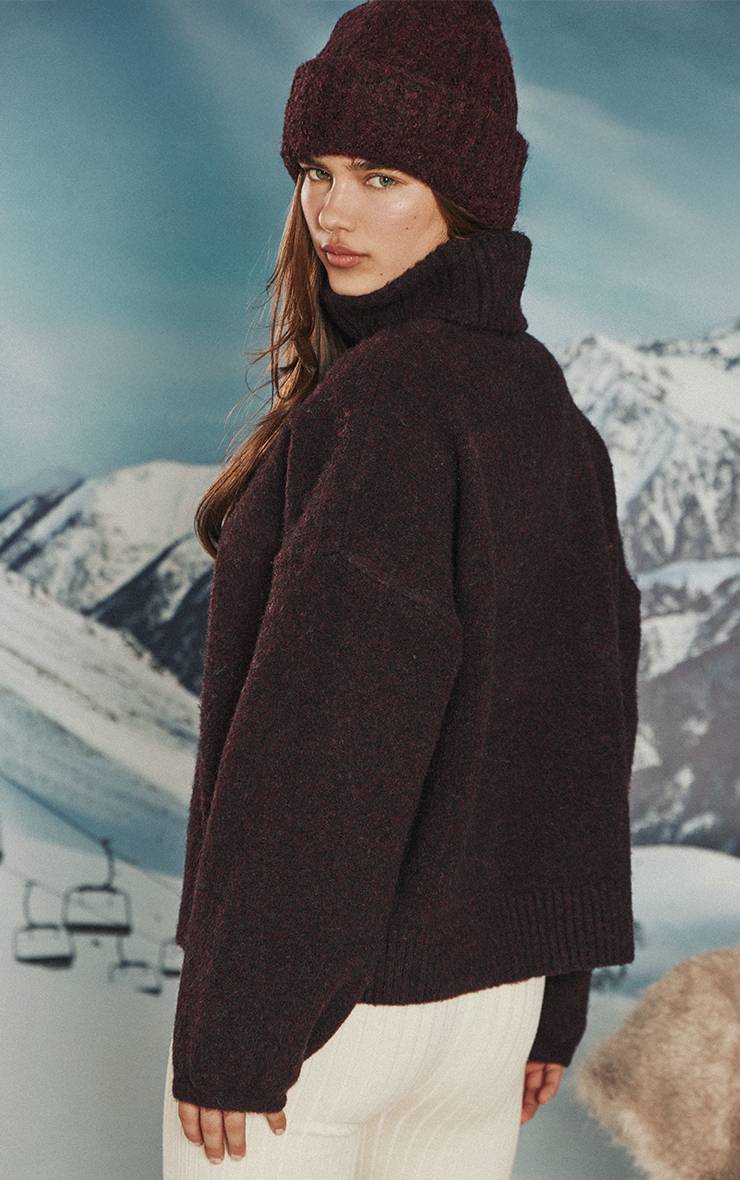 Prune Synthétiquell Col Roulé En Maille Moritz À Slogan