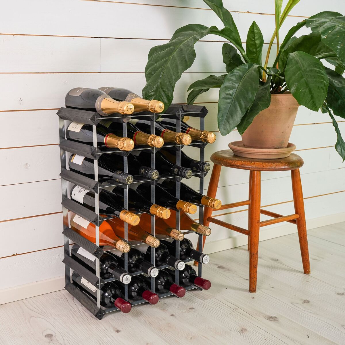Vinstativ Påbyggingsbart 30 Flasker Black Ash