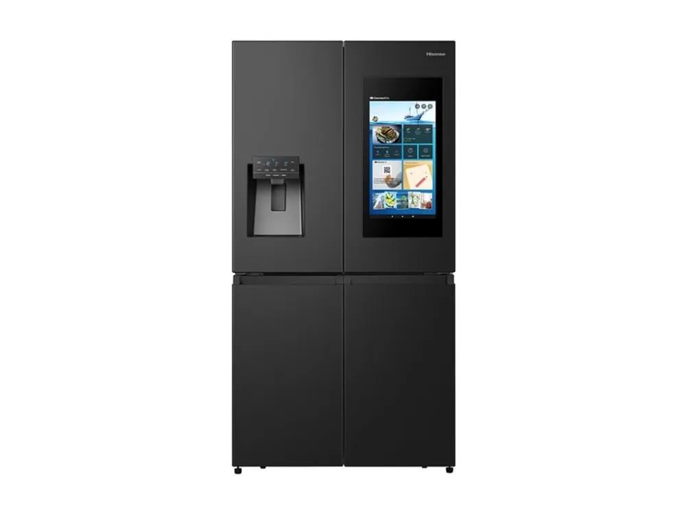 Hisense RQ760N4IFE - Køleskab/fryser - frans dør-bundfryser med vanddispenser, isdispenser - Wi-Fi - bredde: 91.4 cm - dybde: 72.5 cm - højde: 178.5 cm - 577 liter - Klasse E - sort
