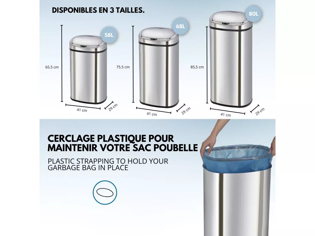 Poubelle de cuisine automatique MAJESTIC Argent Acier inoxydable 58 L