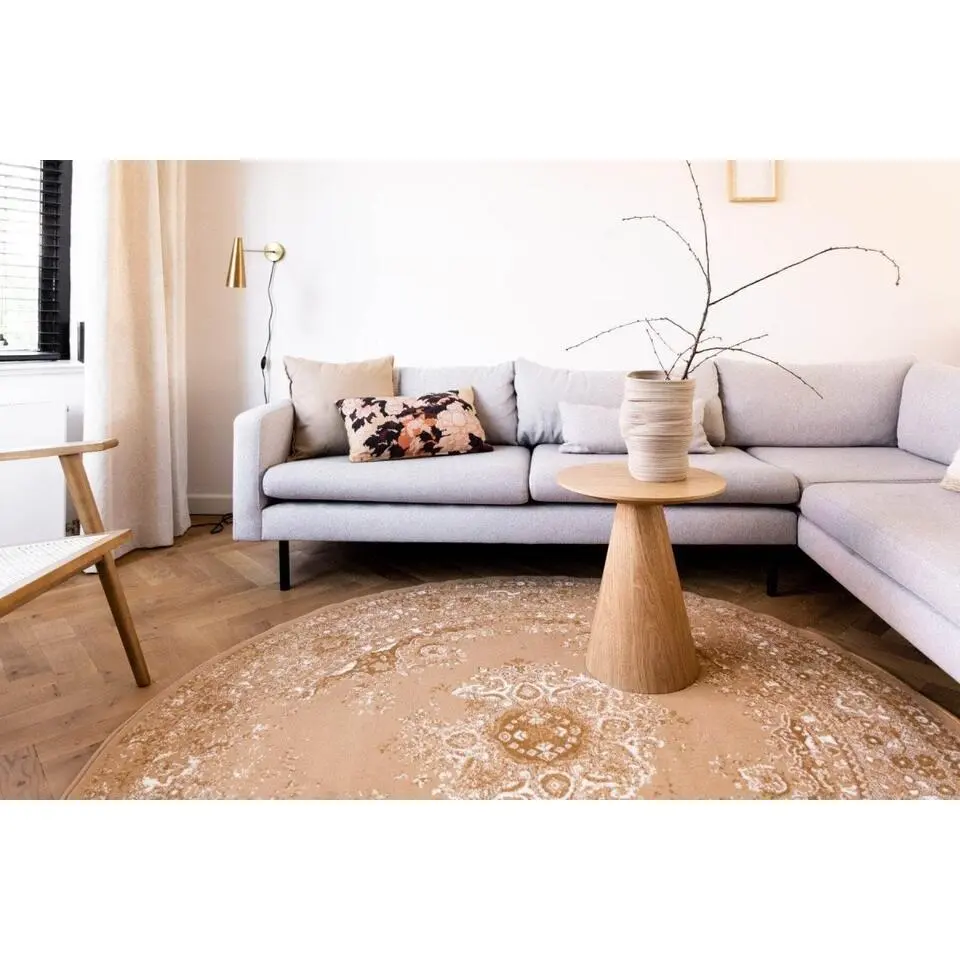 Interieur05 rond vloerkleed Keshan cognac/bruin - 160 x 160 cm