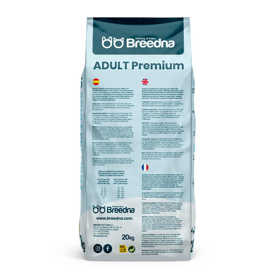 Ração premium para cães adultos Breedna