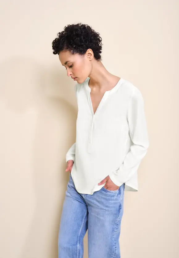 Basic Bluse in Unifarbe - off white