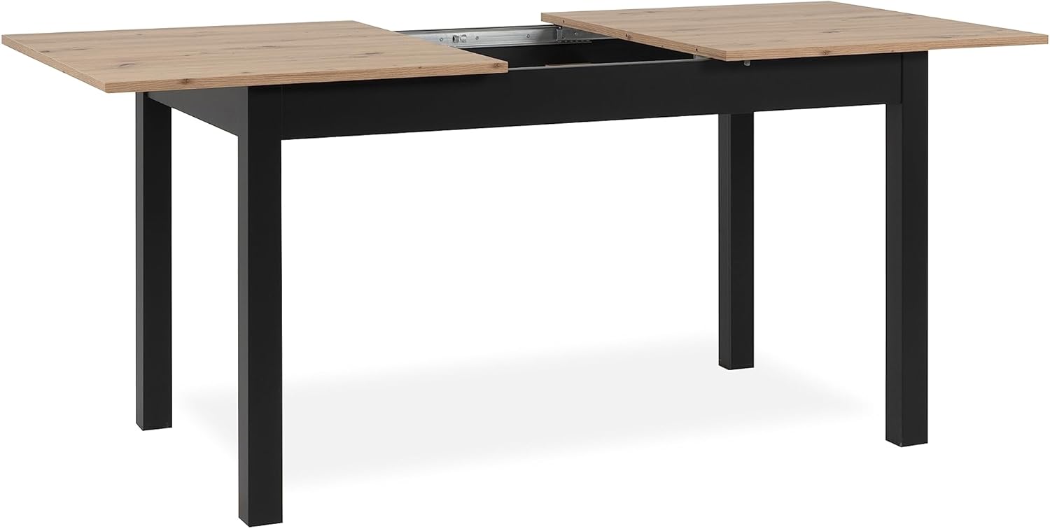 möbelando Esstisch >Coburg< ausziehbar 180cm, Artisan Eiche/Schwarz - 140/180x76,5x80 (BxHxT)