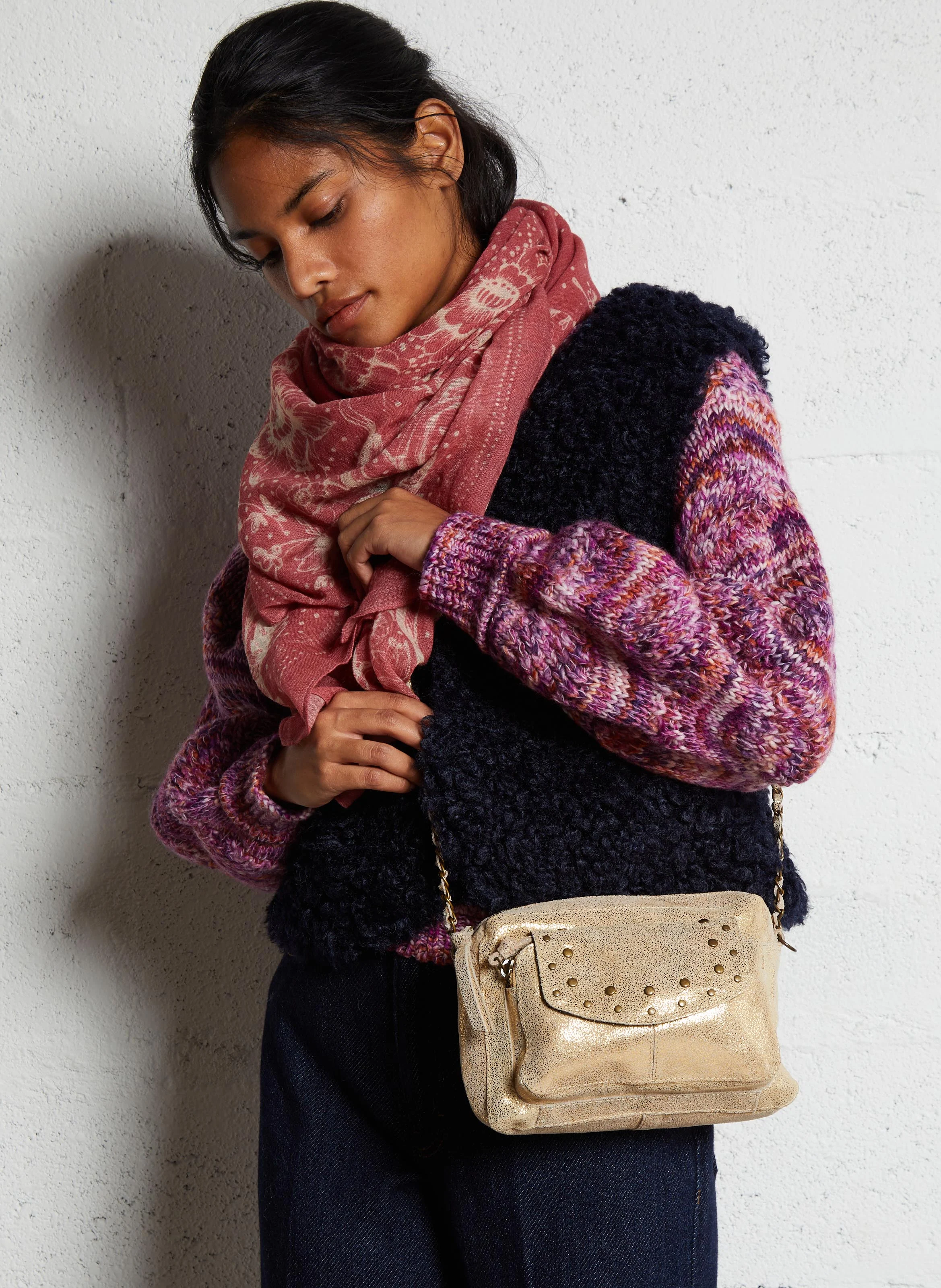 NADJA - Sac bandoulière en cuir | Doré