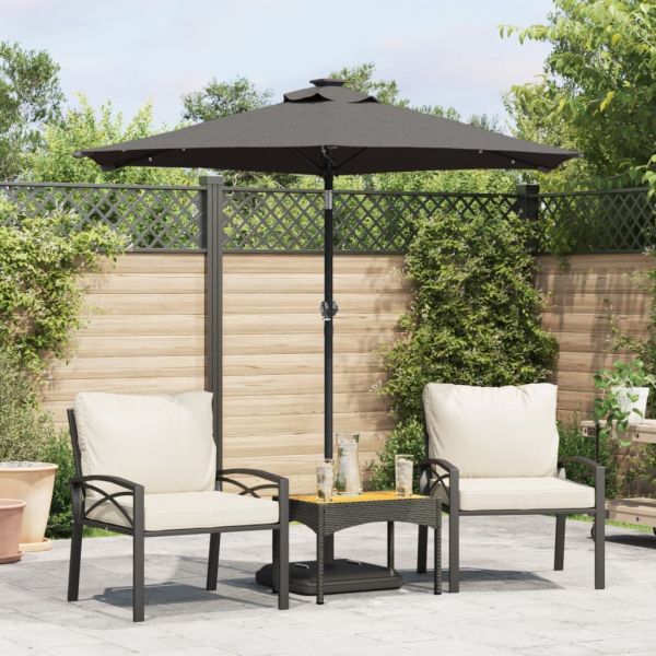 vidaXL Guarda-sol Jardim C/leds e Poste de Aço 225x225x212cm Antracite - 4187977618