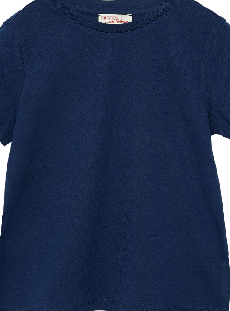 Tee shirt manches courtes garçon uni marine