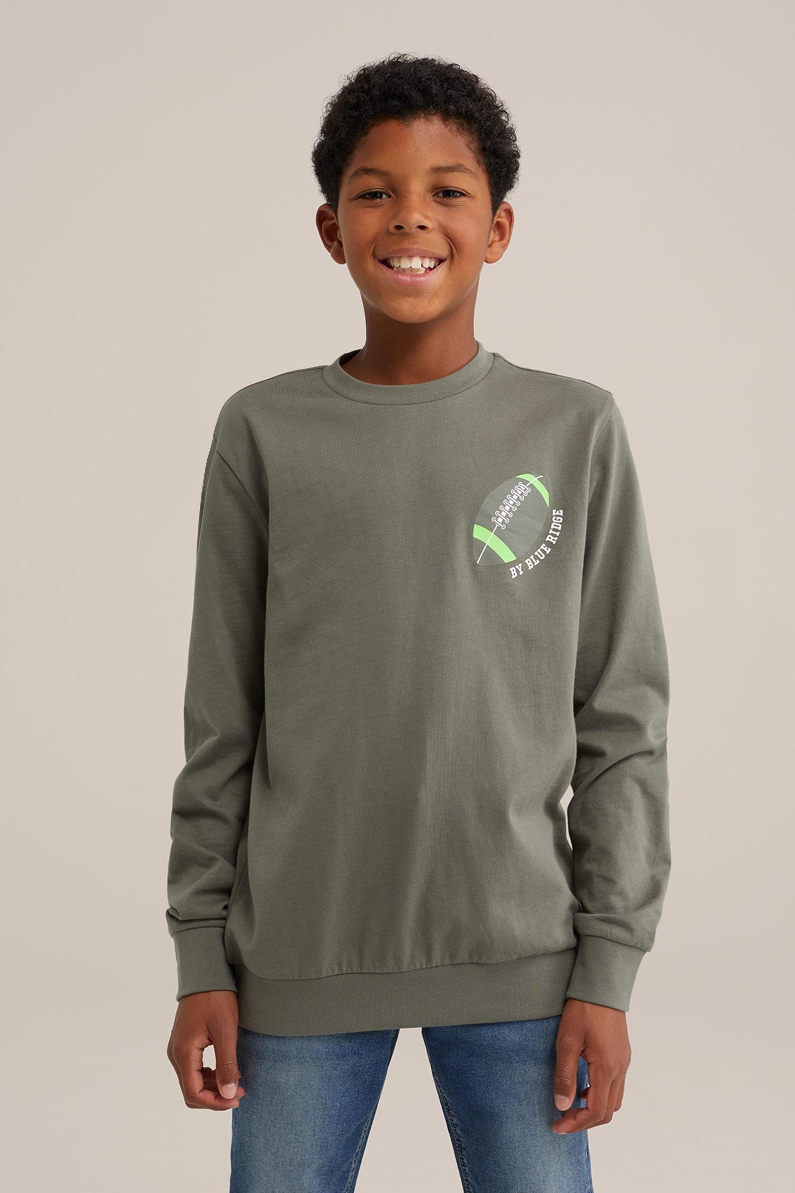 Jongens T-shirt met opdruk Blue Ridge Grijsgroen