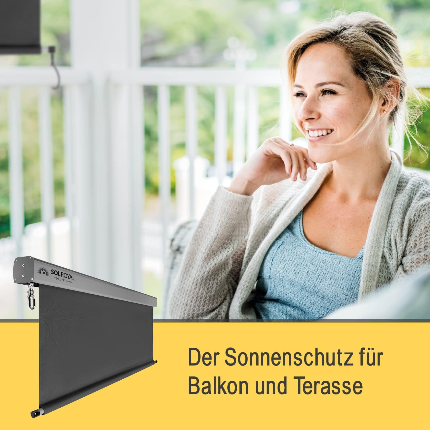 Sol Royal Senkrechtmarkise 160x250 cm MS5 Markise – Robuster Balkonsichtschutz Abnehmbare Handkurbel Wasserabweisender Sonnenschutz Terrasse Balkon Garten Wetterfeste Vertikalmarkise Anthrazit