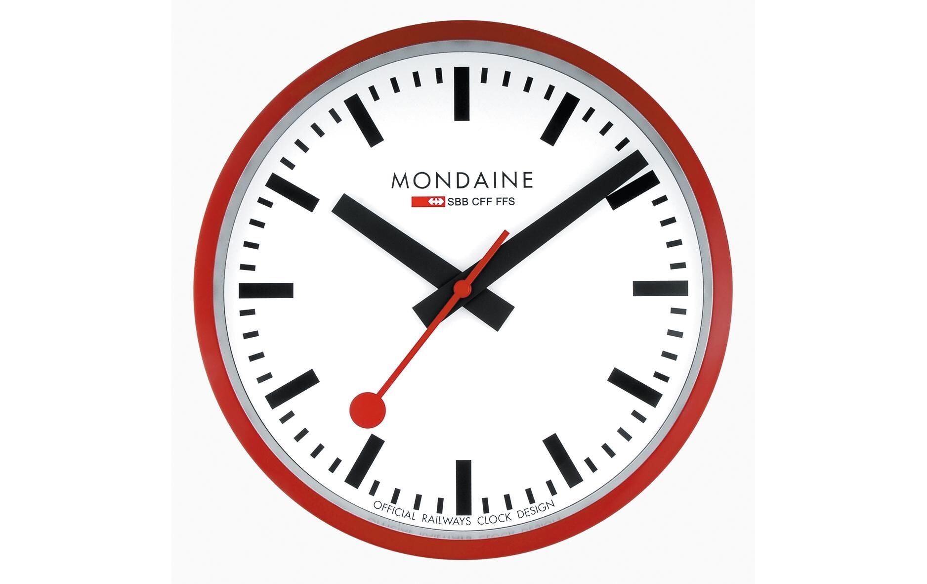 LE Mondaine Wanduhr Quartz D25 cm Rot/We - Rot, Weiss
