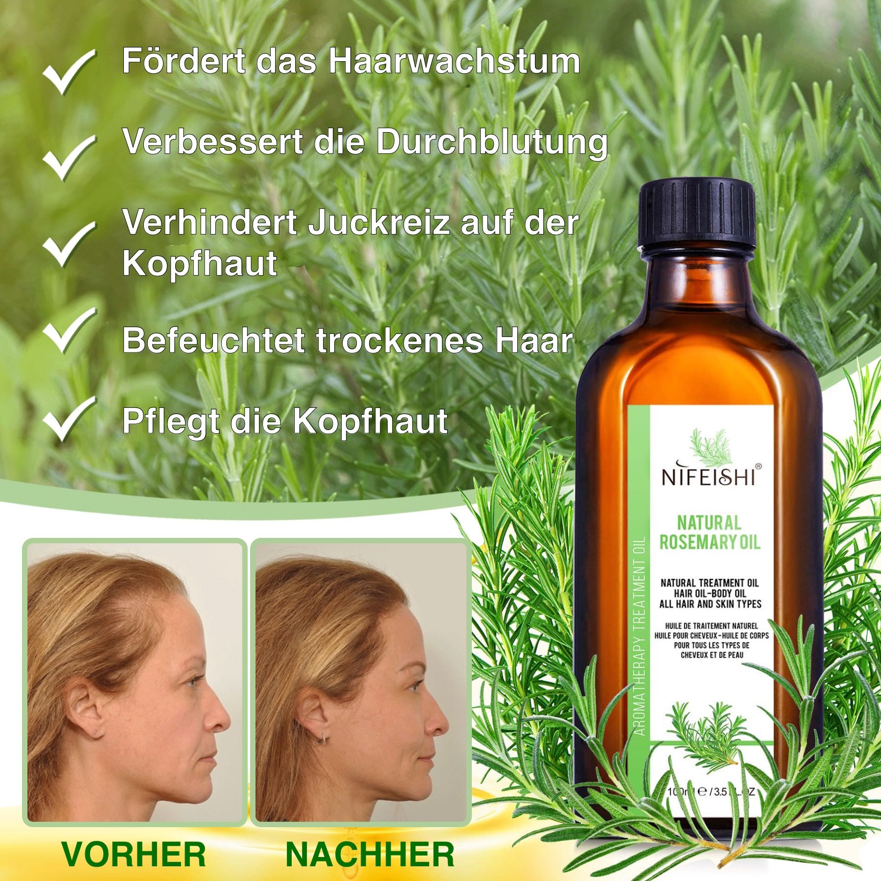 P-Beauty Rosmarinöl naturreines Haaröl für Haarpflege