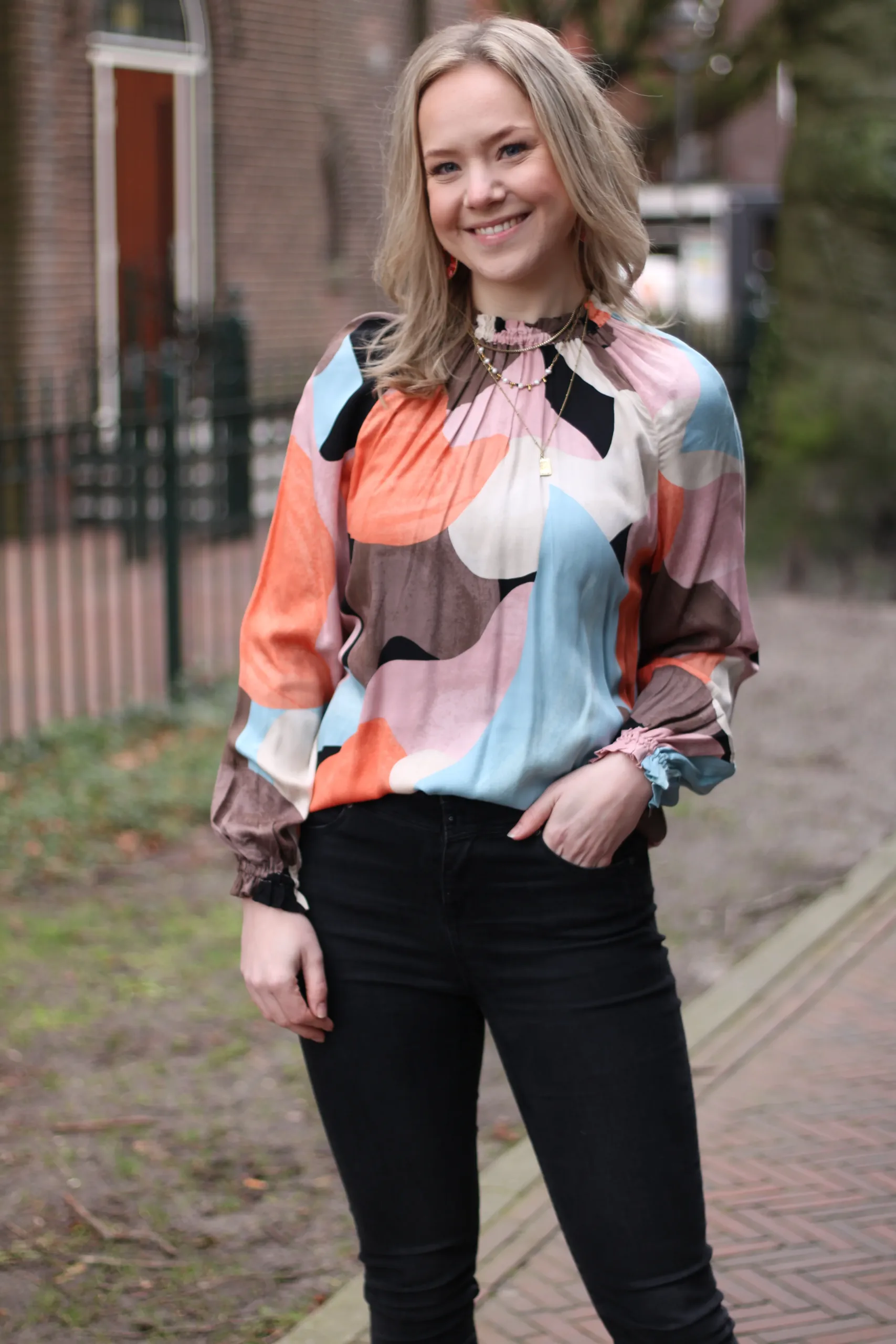 Culture - Dana Longsleeve Blouse - Dusted Clay Art