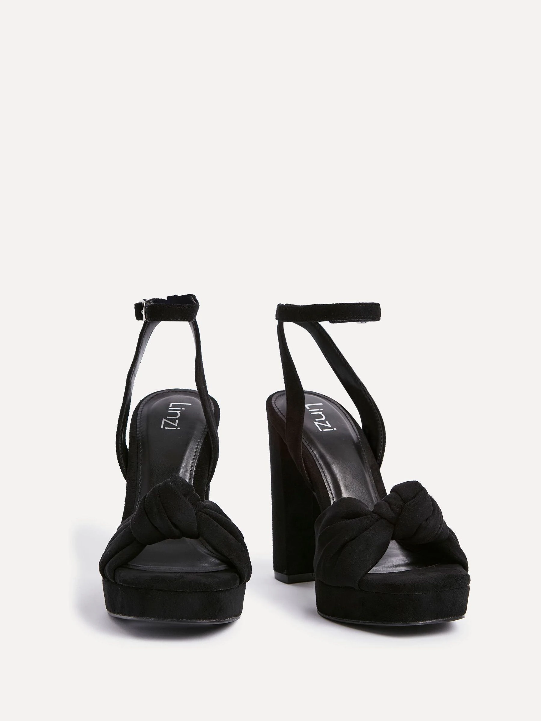 Zwart - Linzi Ruba Platform Heels With Knotted Front Strap