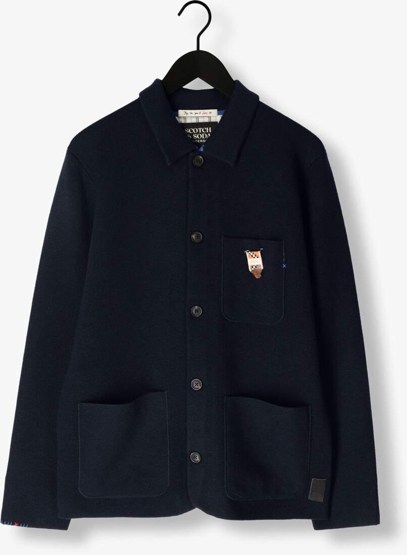 SCOTCH & SODA blauwe scotch & soda jack wool-blend knitted worker jacket