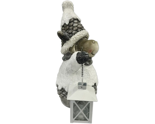 Decoratieve rendierlantaarn Lafiora 17 x 14,5 x 33 cm bruin wit
