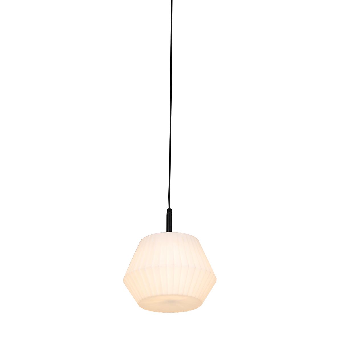 Moderne buiten hanglamp zwart met witte kap 32.9 cm IP44 - Robbert