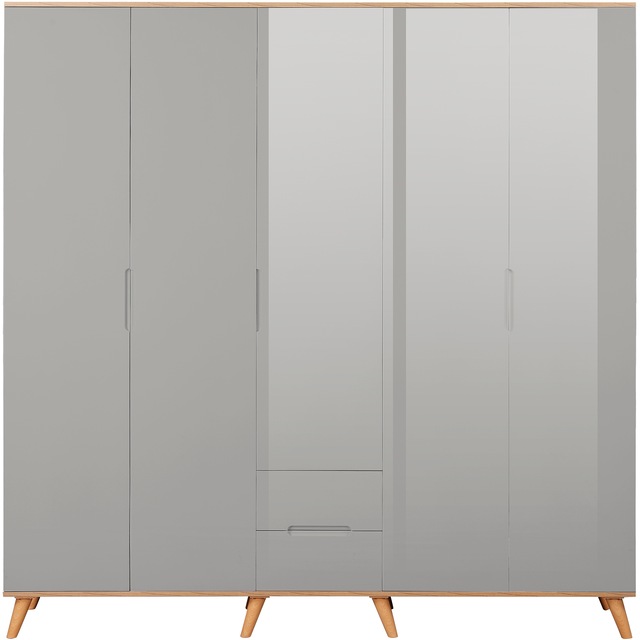 andas Kleiderschrank »Lund Schlafzimmerschrank Bestseller im skandinavischem Design« Garderobenschrank mit Premium Innenausstattung, Breite 200cm hochglanz