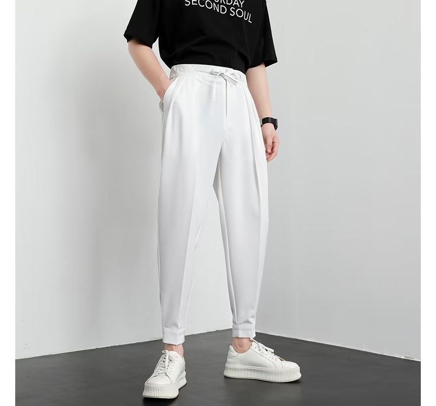 Lingaris - Hoge taille effen cropped taps toelopende broek