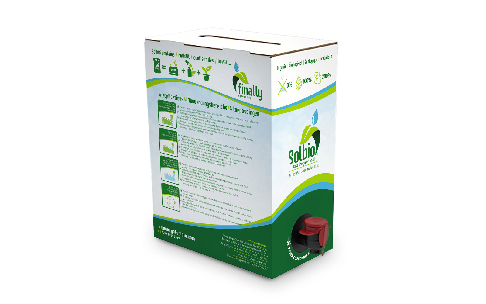 Solbio Sanitärzusatz Original für 4 Anwendungsbereiche 3 Liter