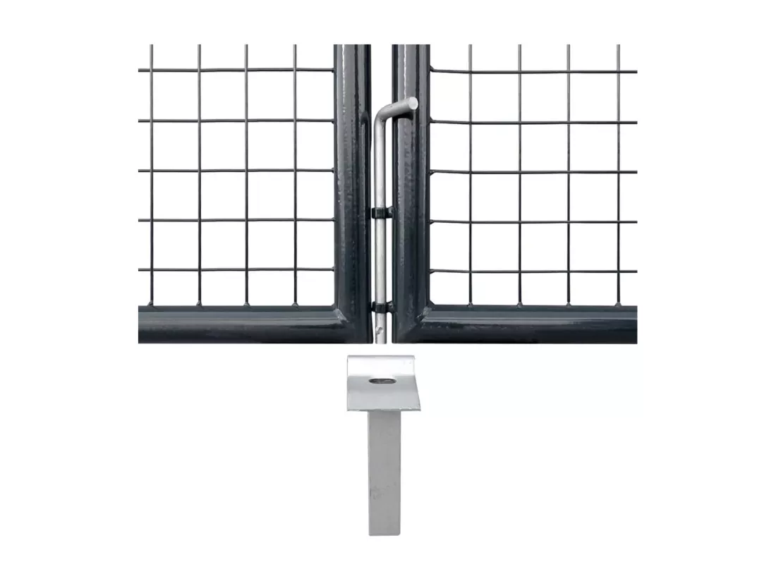 Portail en maille de jardin Acier galvanisé 400 x 175 cm Gris