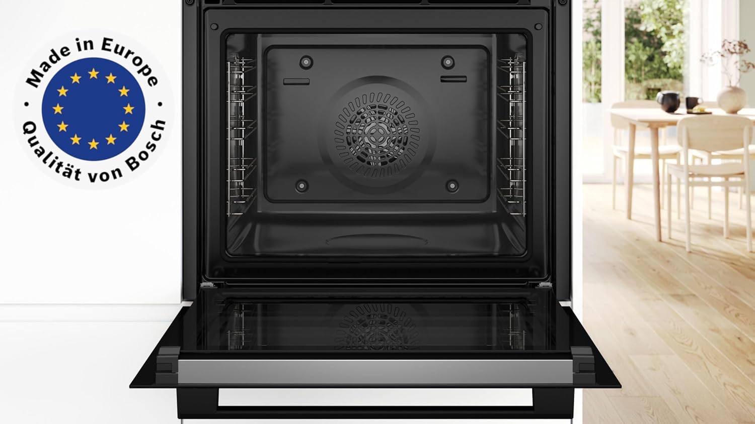 Bosch HBA272BB3, Serie 4, Einbau-Backofen, 60 x 60 cm, Pyrolyse-Selbstreinigung, LED Touch Control, 3D-Heißluft, 10 Automatikprogramme, Hydrolytische Reinigungshilfe, Schnellaufheizung, Schwarz