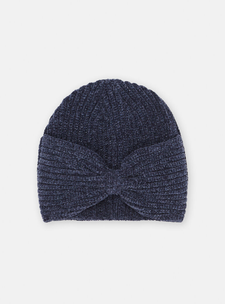 Bonnet bleu marine en maille côtelé