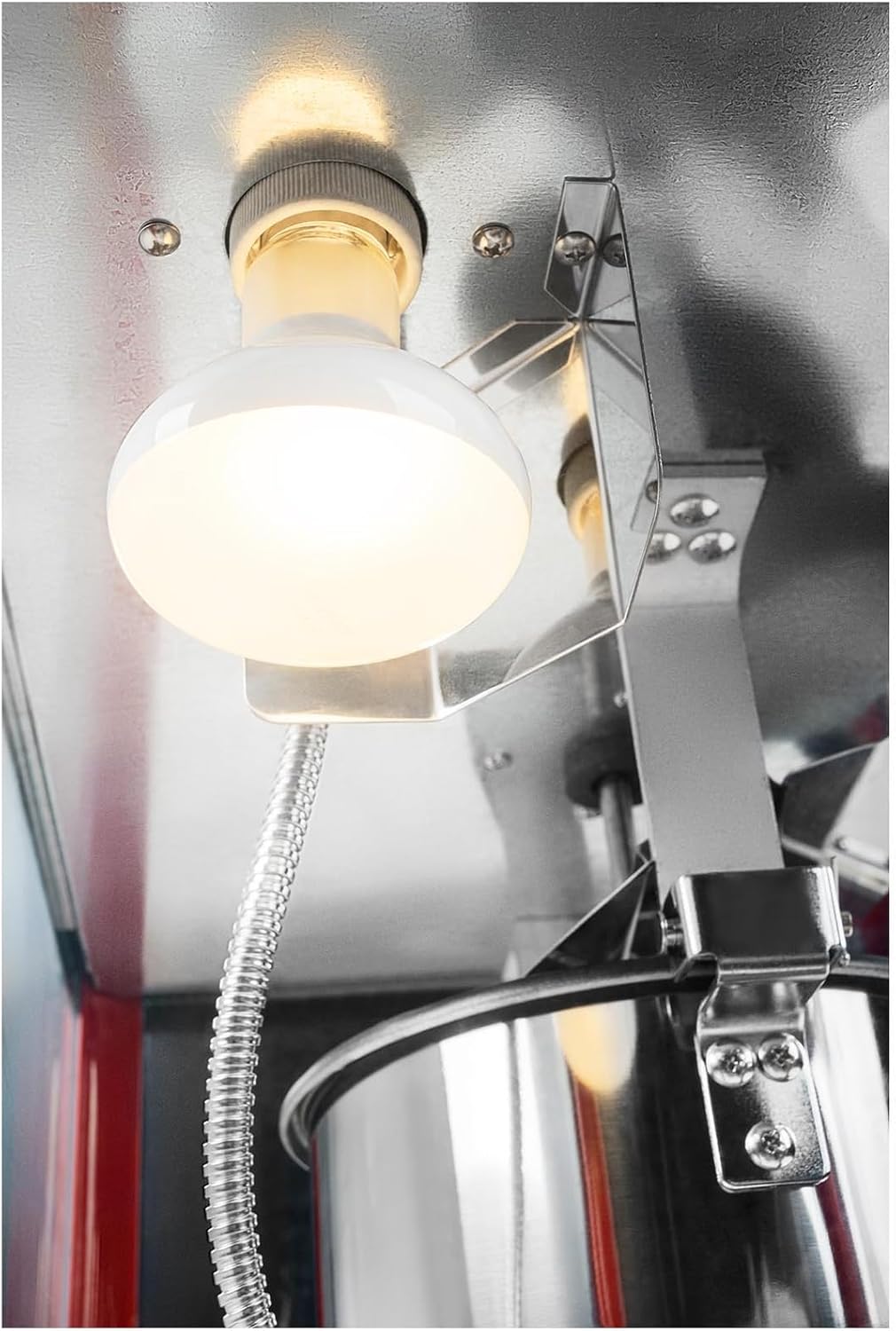 Royal Catering Popcornmaschine Retro-Design in Rot 1500 W 5 kg/h beleuchteter Innenraum Wärmefunktion entnehmbarer Topf mit Antihaftbeschichtung Krümelschublade Popcornmaker Popcornautomat