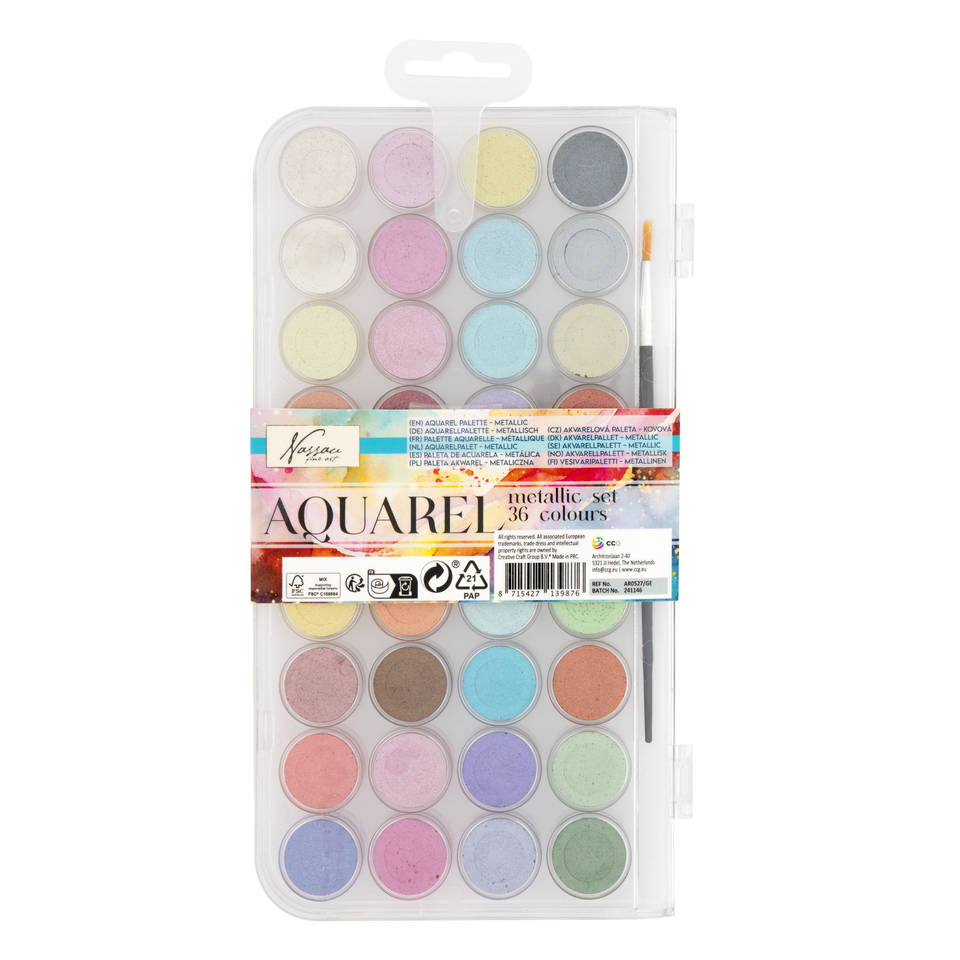 Nassau kleurenpalet aquarel metallic 36-delig