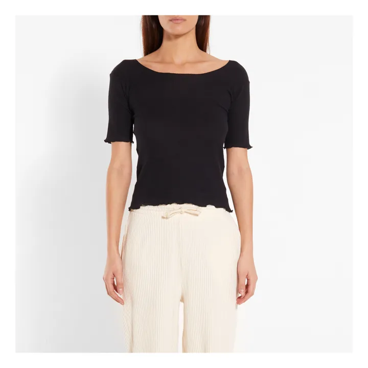Baserange T-Shirt 3/4 Côtelé Pama Jersey Coton Bio | Noir