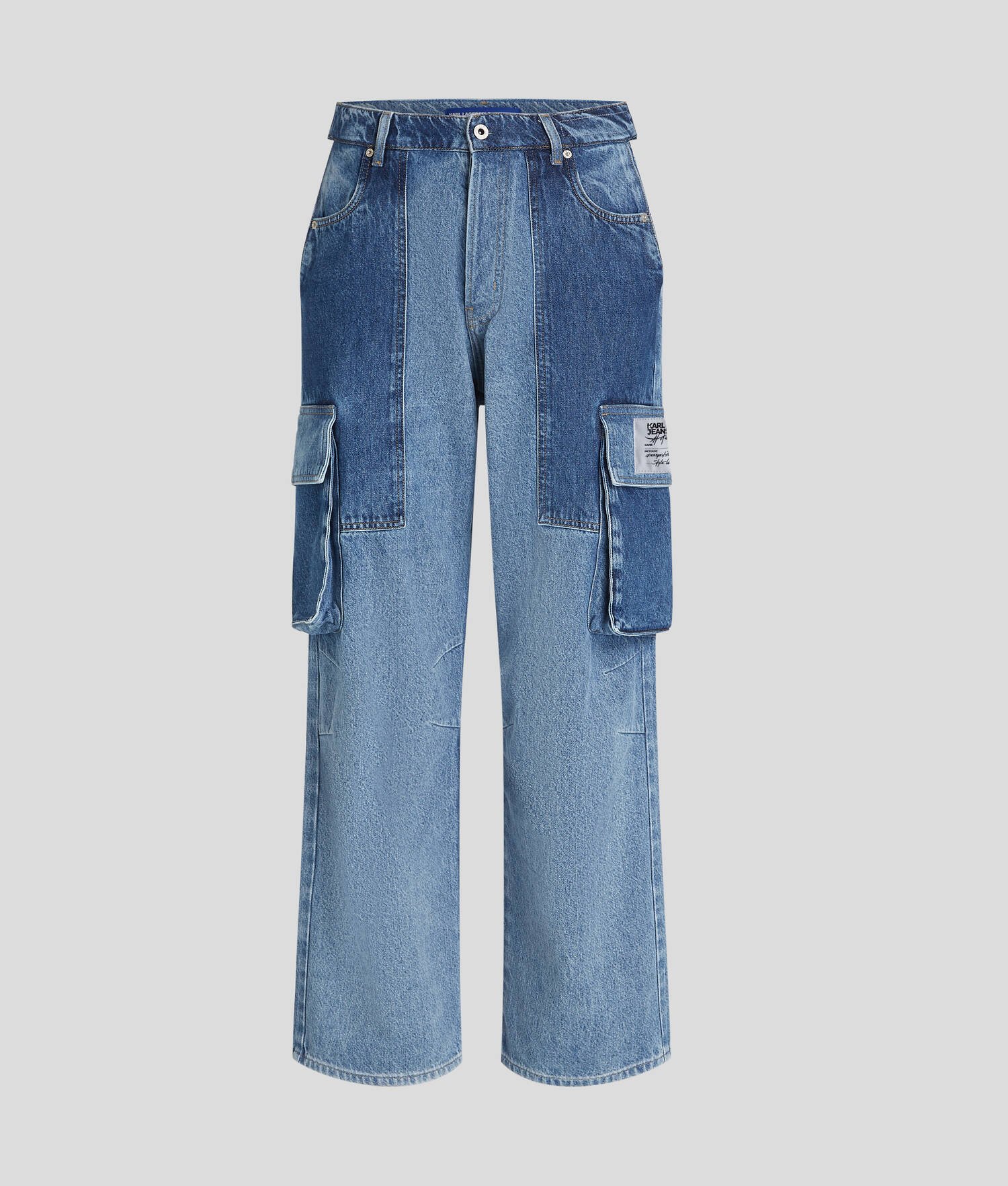 JEAN BAGGY STYLE UTILITAIRE KLJ X ATELIER RESERVÉ - Bleu patchwork