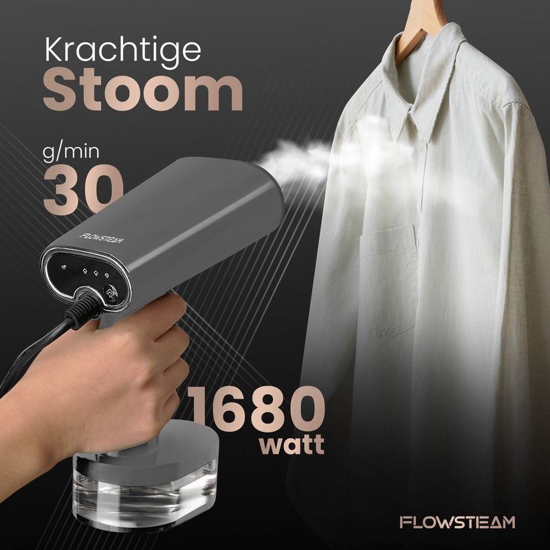 FLOWSTEAM® Luxe Kledingstomer - Handstomer - Stoomapparaat Kleding - Matte Gray Edition