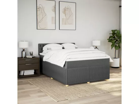 Sommier à lattes de lit avec matelas Gris foncé 160x200cm Tissu