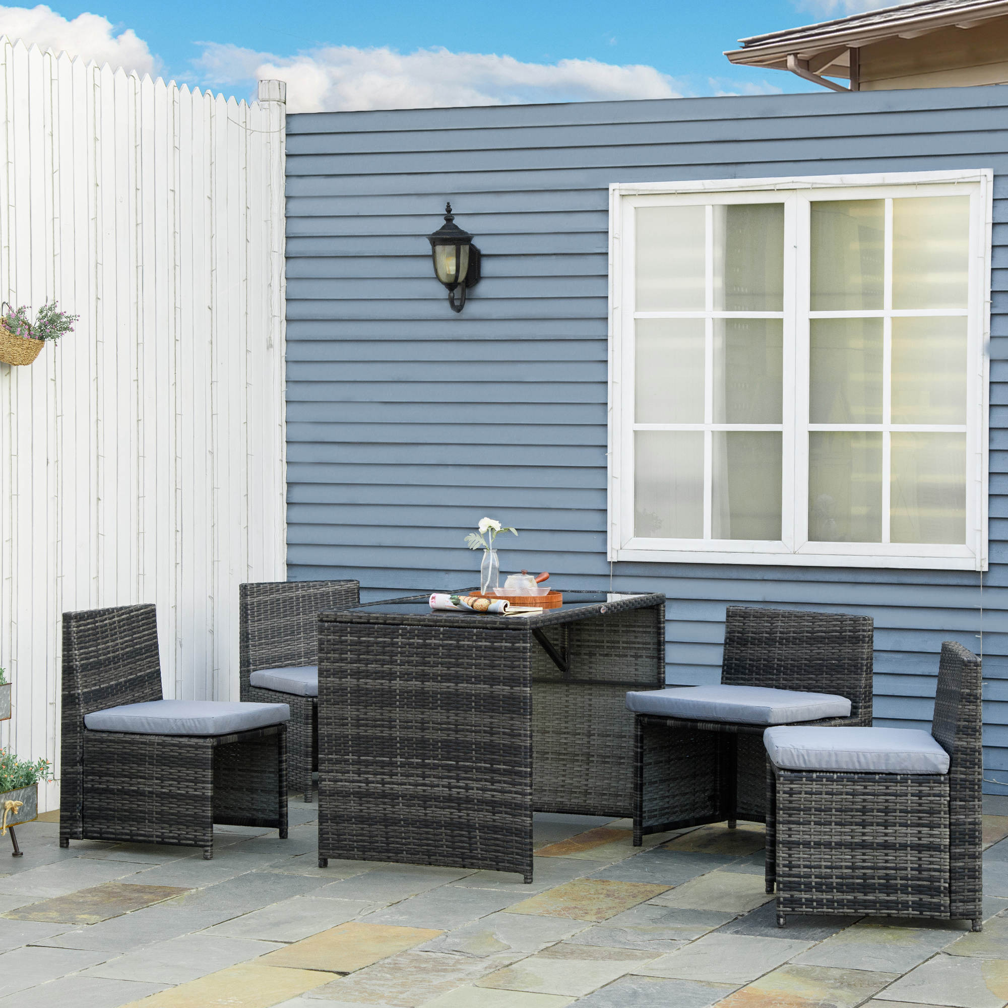 Outsunny Gartenmöbel Set mit kompaktem Design grau 120L x 69B x 77,5H cm