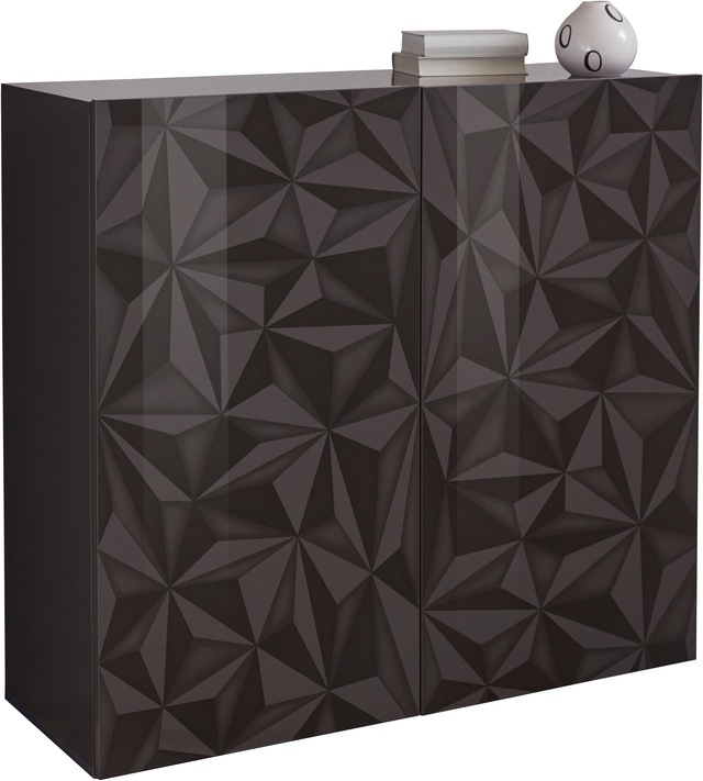 INOSIGN Highboard »Prisma Höhe 111 cm, Breite 121 cm, Kommode 2 Türen, Hochkommode« Front mit elegantem Siebdruck, grifflos, viel Stauraum