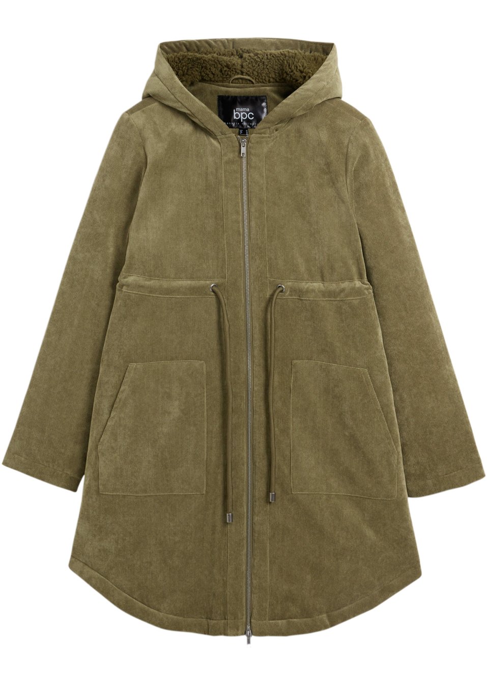 Parka de grossesse/portage en velours côtelé avec chauffe-mains